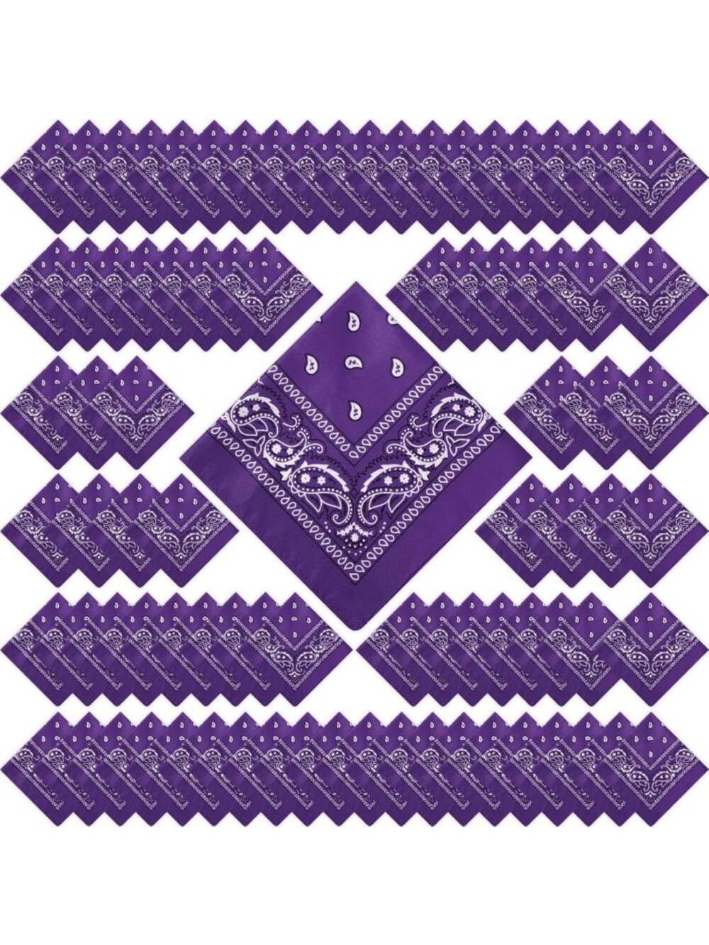 100 Pack Assorted Bandanas - Versatile Cotton Scarves for Fashion & Outdoor Use